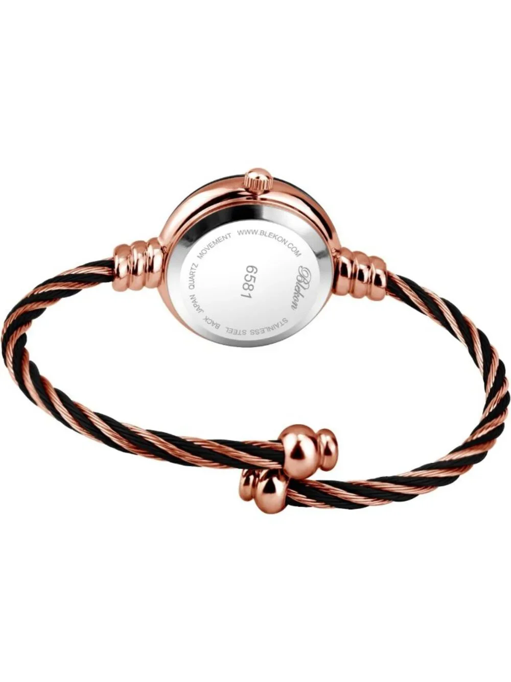 Elegant Women's Cuff Watch - Round Analog, Arabic Numbers, 23mm Case, Cable